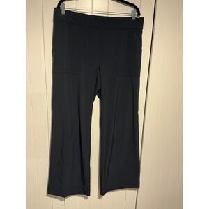 Athleta Navy Blue Wide Leg Pants Elastic Waist Size 16